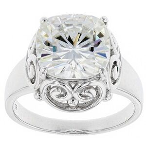 Moissanite Fire Ring Vintage Style Engagement Solitaire Platineve Size 6